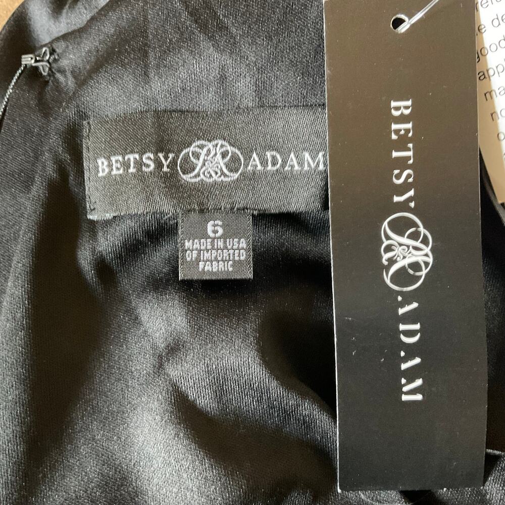 Betsy & Adam Black Evening Gown Metallic Sleeveless Formal Column Dress Size 6 - Picture 9 of 11